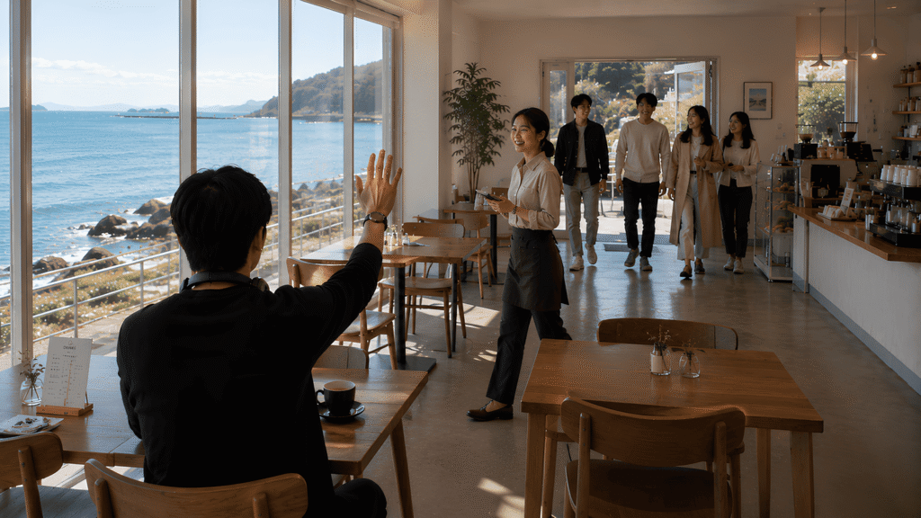 数人のお客さんが到着して、あの気まずい静けさが居心地の良い雰囲気に変わった。