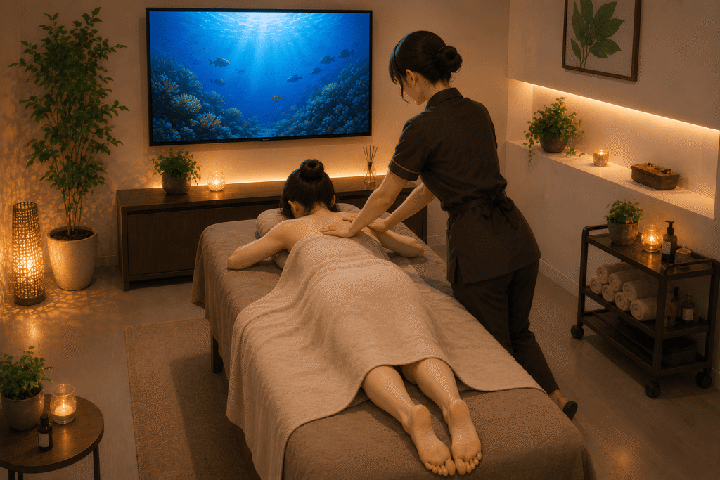 アクアリウムのあるスパ（エステ）で眠りに落ちていく」という雰囲気重視のお店にピッタリなBGVをご用意しました。